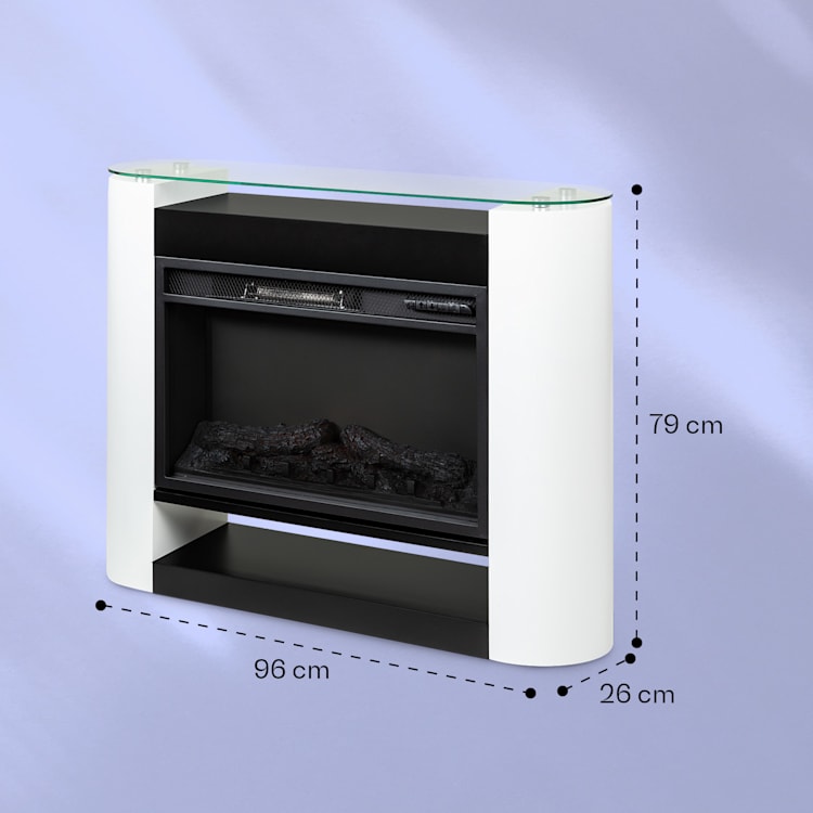 Studio 10 Arc Cheminée électrique 1800 W LED Flammes Chauffantes Télécommande Blanc