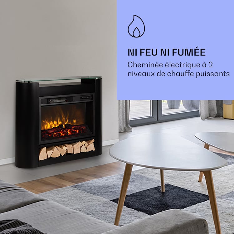 Studio 10 Arc Cheminée électrique 1800 W LED Flammes Chauffantes Télécommande Noir