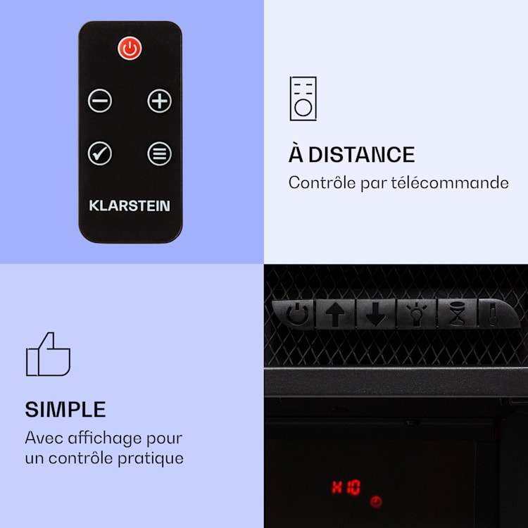 Studio 10 Arc Cheminée électrique 1800 W LED Flammes Chauffantes Télécommande Noir