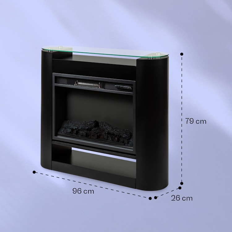 Studio 10 Arc Cheminée électrique 1800 W LED Flammes Chauffantes Télécommande Noir