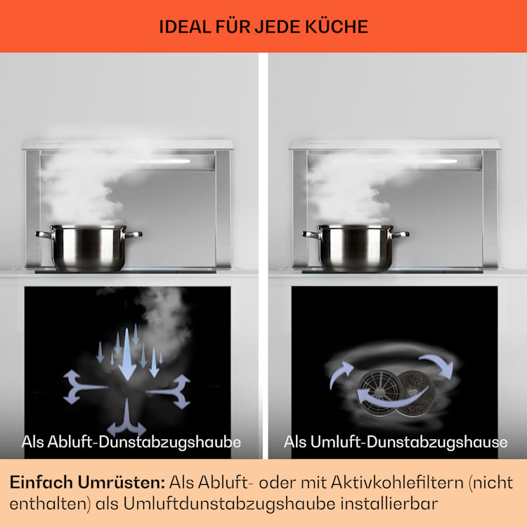 Royal Flush Eco Dunstabzugshaube 60 cm 576 m³/h A+ 60 cm | Edelstahl | Edelstahl