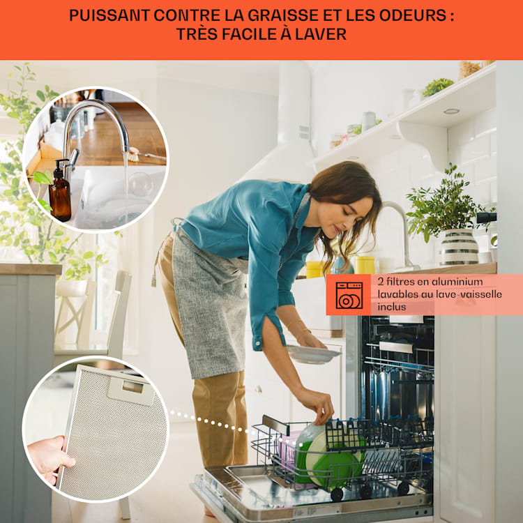 Hotte aspirante Royal Flush Eco 60 cm 576 m³/h A+ 60 cm | Acier Inoxydable | Acier Inoxydable