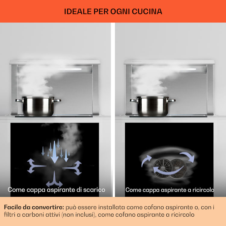 Royal Flush Eco cappa aspirante, 60 cm, 576 m³/h, A+ 60 cm | Acciaio inox | Acciaio inox