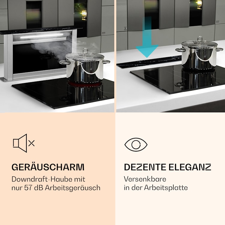 Royal Flush Eco Dunstabzugshaube 60 cm 576 m³/h A+ 60 cm | Schwarze Marmor-Optik | Edelstahl