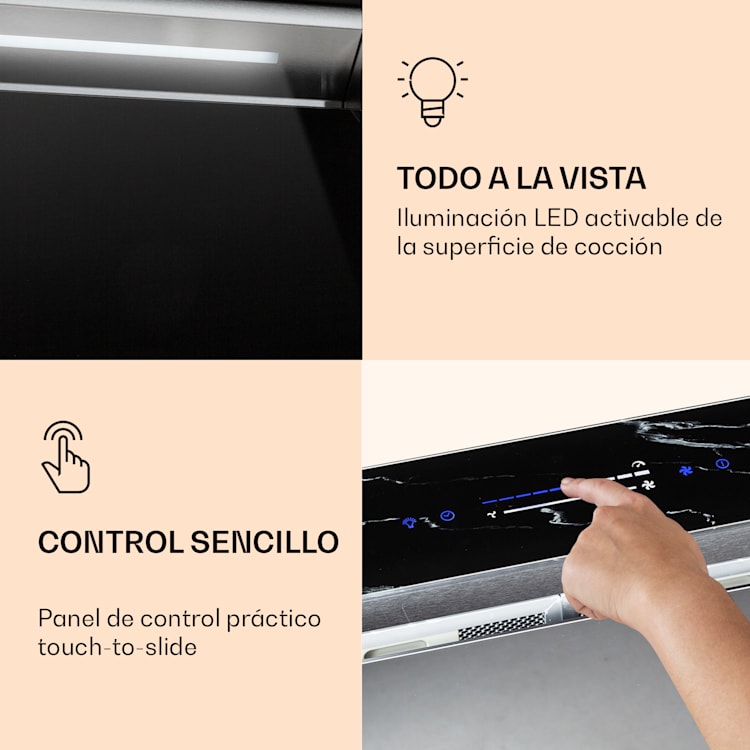 Royal Flush Eco Downdraft campana de extracción 60 cm 576 m³/h A+ Efecto de mármol negro