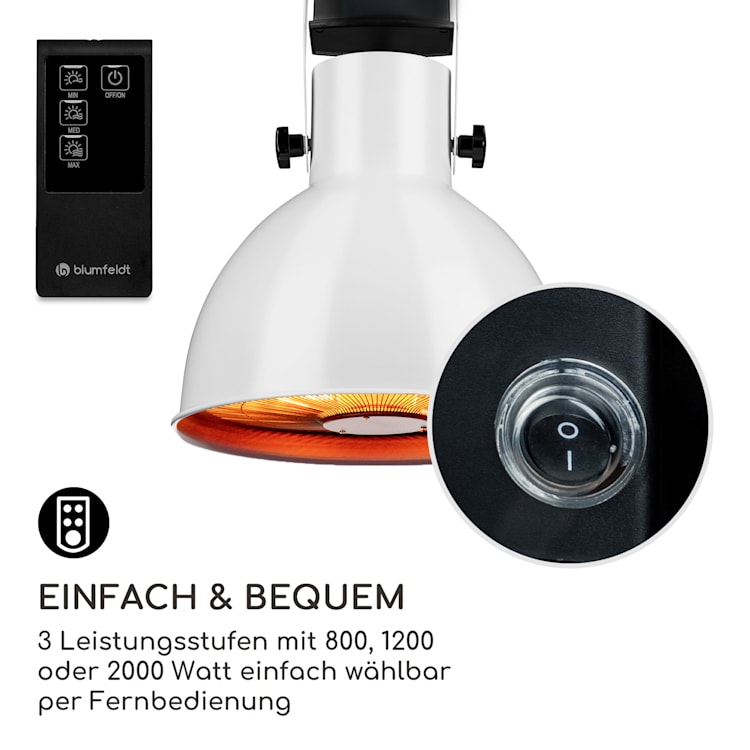 Heatbell Ceiling Smart Infrarotheizstrahler IPX4 800/1200/2000W Weiß
