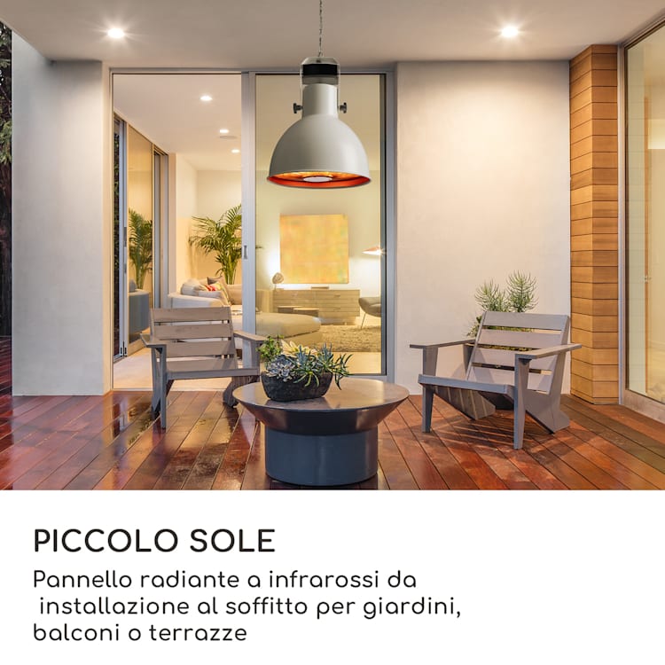 Stufa a infrarossi per terrazza Heatbell Ceiling Smart IPX4 800/1200/2000W Outdoor Bianco