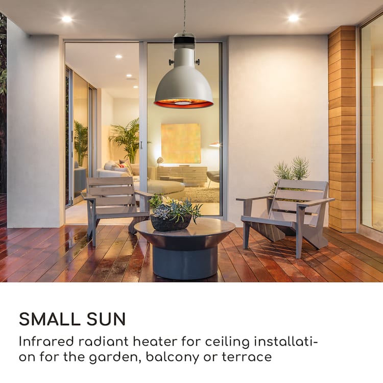 Heatbell Ceiling Smart, инфрачервен отоплител за вътрешен двор, IPX4, 800/1200/2000W, на открито Бял