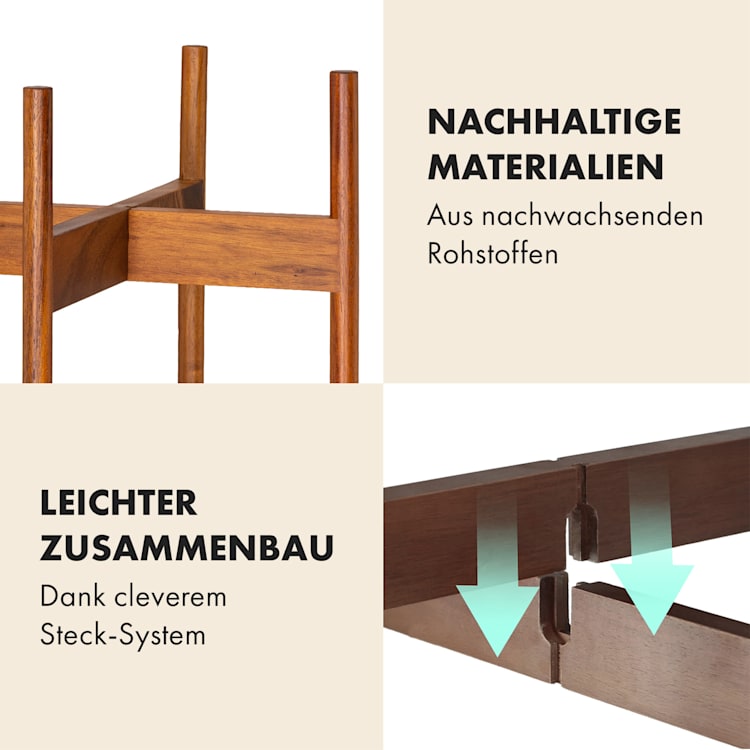 Zeist Pflanzenhalter 2 Höhen kombinierbar Steck-Design naturbelassen L (Ø 30,48 cm) | Akazie
