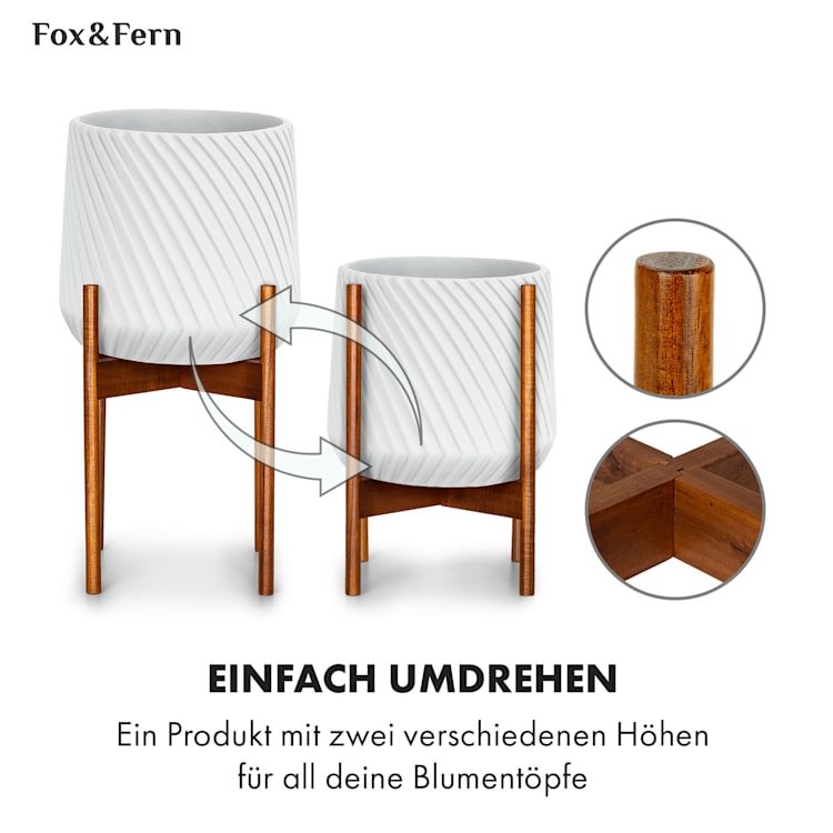 Zeist Pflanzenhalter 2 Höhen kombinierbar Steck-Design naturbelassen L (Ø 30,48 cm) | Akazie