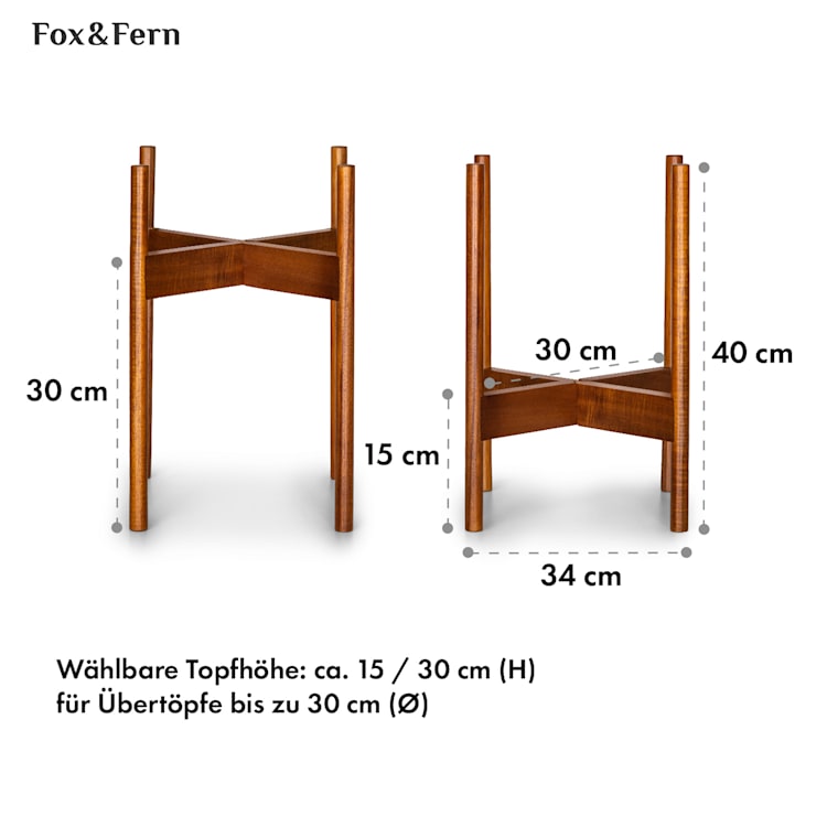 Zeist Pflanzenhalter 2 Höhen kombinierbar Steck-Design naturbelassen L (Ø 30,48 cm) | Akazie