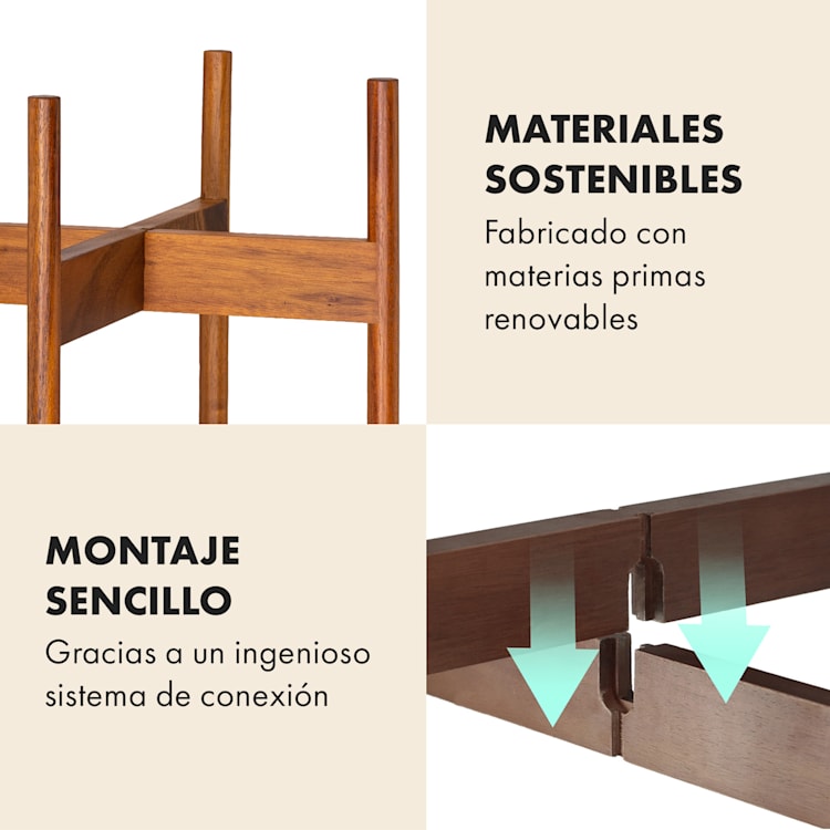 Portaplantas Zeist 2 alturas combinables de diseño insertable acabado natural