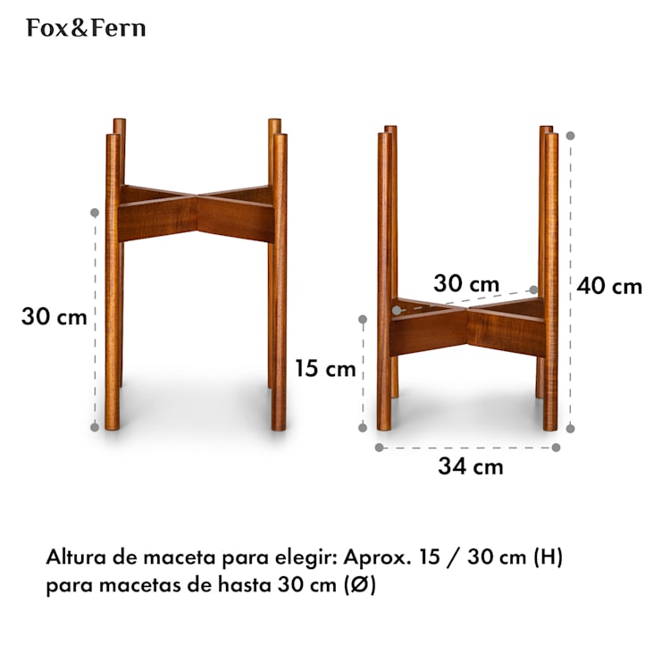 Portaplantas Zeist 2 alturas combinables de diseño insertable acabado natural