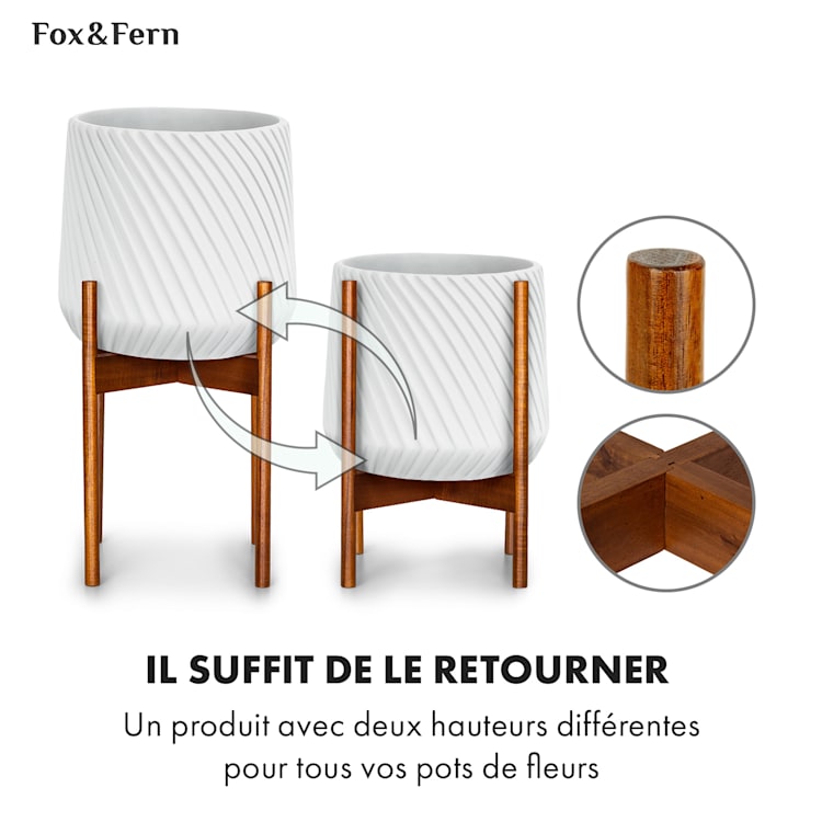 Porte-plantes Zeist 2 hauteurs combinables design emboîtable finition naturelle