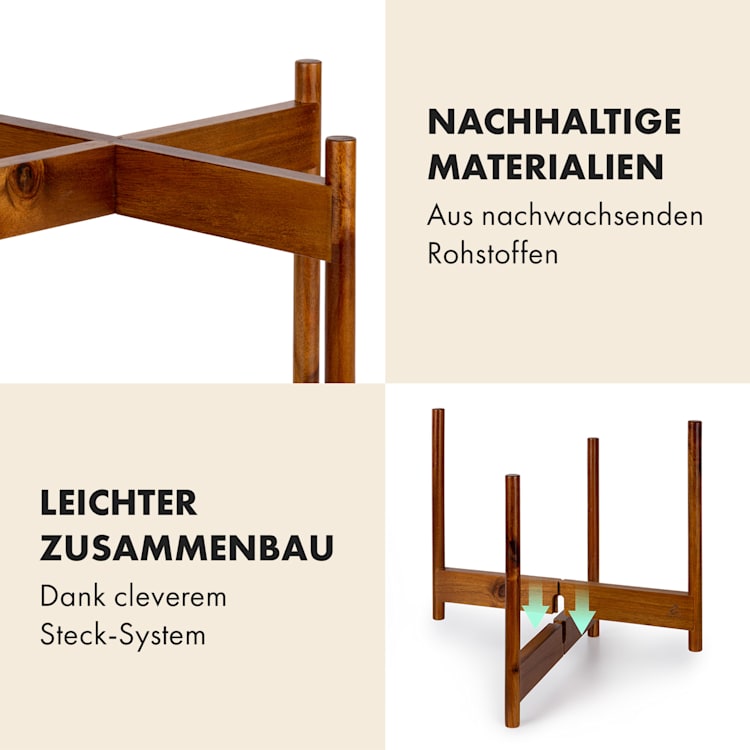 Zeist Pflanzenhalter 2 Höhen kombinierbar Steck-Design naturbelassen XL (Ø 38,1 cm) | Akazie
