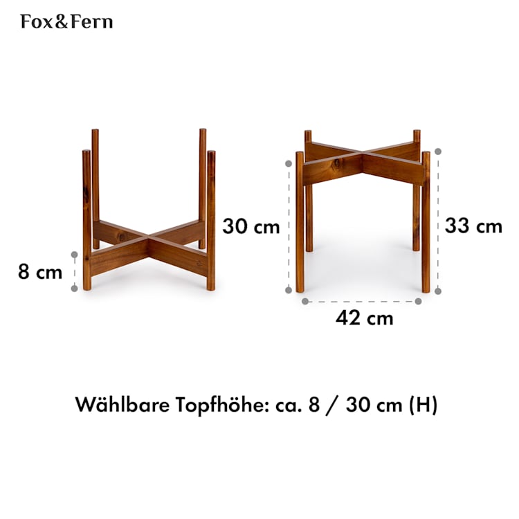 Zeist Pflanzenhalter 2 Höhen kombinierbar Steck-Design naturbelassen XL (Ø 38,1 cm) | Akazie