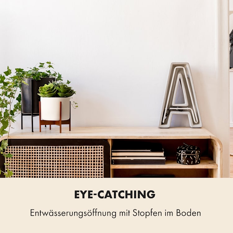Thorn Blumentopf mit Ständer 50er Jahre Stil 2 Größen XS (breit Ø 19,56 cm) | Weiß