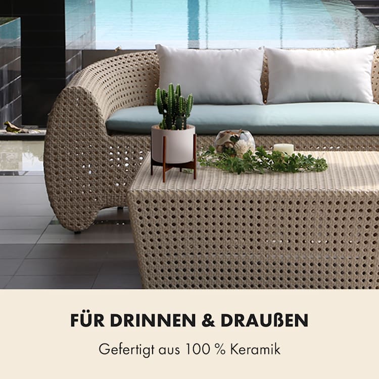 Thorn Blumentopf mit Ständer 50er Jahre Stil 2 Größen XS (breit Ø 19,56 cm) | Weiß