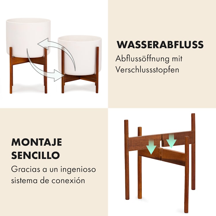 Maceta Thorn con soporte estilo años 50, 2 tamaños XS (breit Ø 19,56 cm) | Blanco