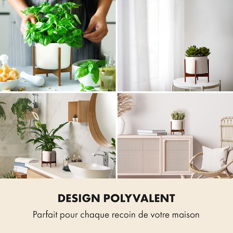 Pot de fleurs Thorn avec support Style années 50 2 tailles XS (breit Ø 19,56 cm) | Blanc