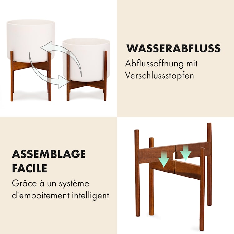 Pot de fleurs Thorn avec support Style années 50 2 tailles XS (breit Ø 19,56 cm) | Blanc