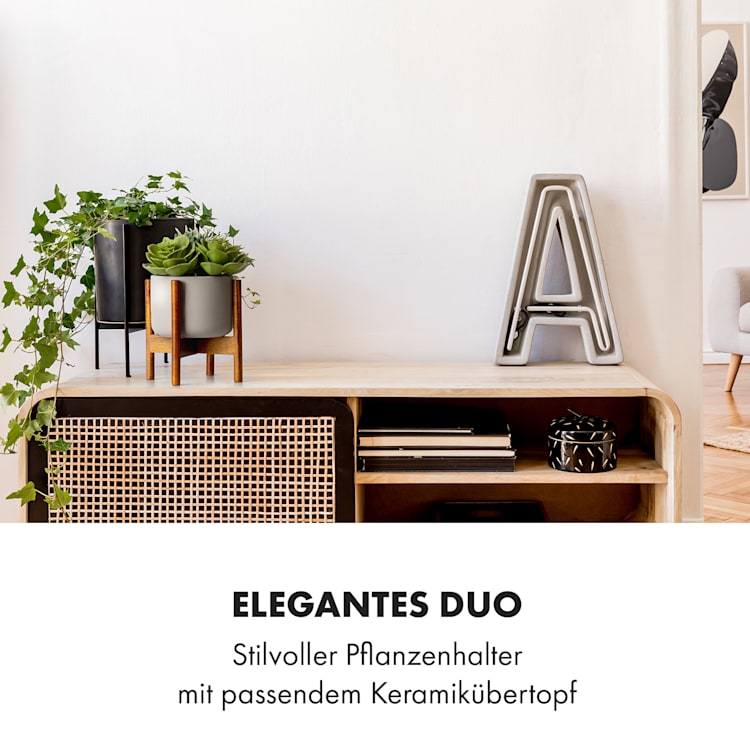 Thorn Blumentopf mit Ständer 50er Jahre Stil 2 Größen XS (Ø 8,9 cm) | Grau