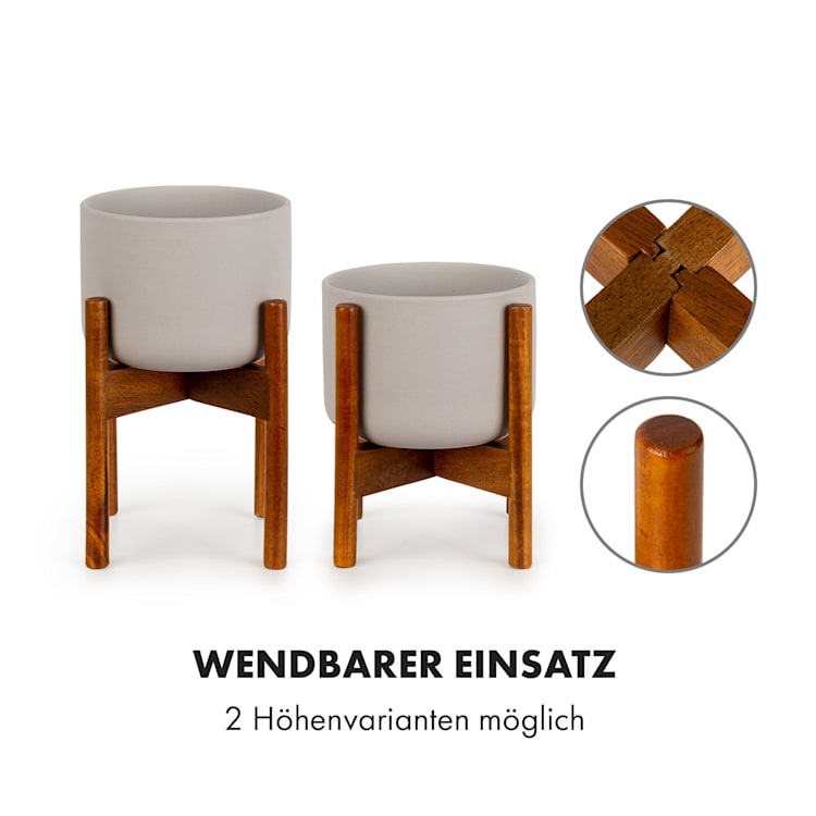 Thorn Blumentopf mit Ständer 50er Jahre Stil 2 Größen XS (Ø 8,9 cm) | Grau