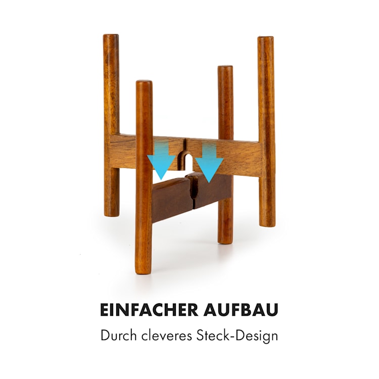 Thorn Blumentopf mit Ständer 50er Jahre Stil 2 Größen XS (Ø 8,9 cm) | Weiß / Akazie