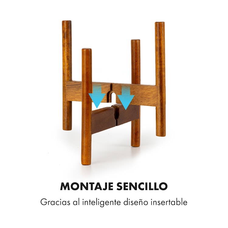 Maceta Thorn con soporte estilo años 50, 2 tamaños XS (Ø 8,9 cm) | Blanco / Acacia