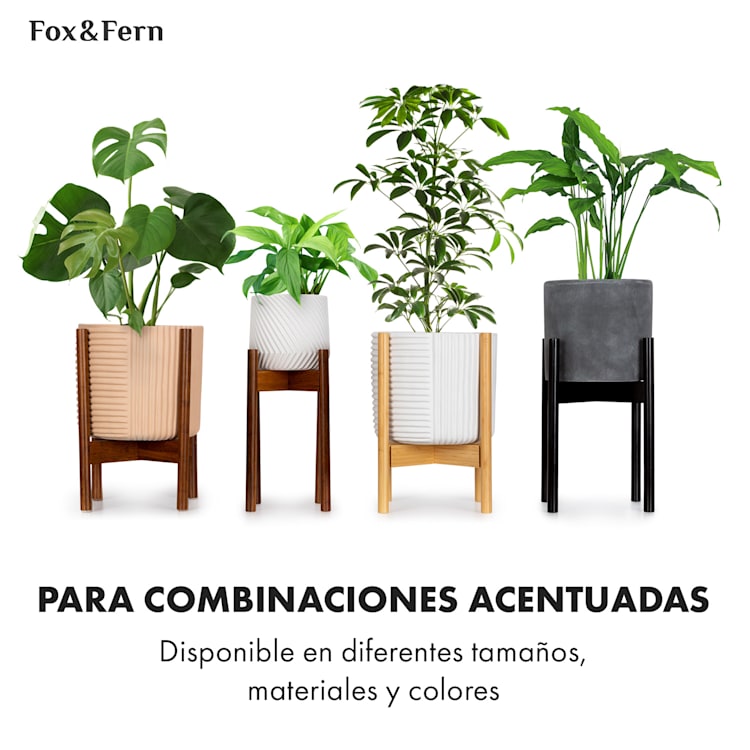 Maceta Thorn con soporte estilo años 50, 2 tamaños XS (Ø 8,9 cm) | Blanco / Acacia