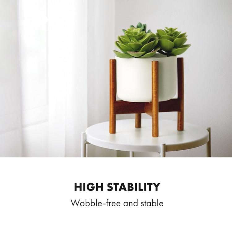 Thorn Flowerpot with Stand 50s Style 2 Sizes XS (Ø 8,9 cm) | White / Acacia