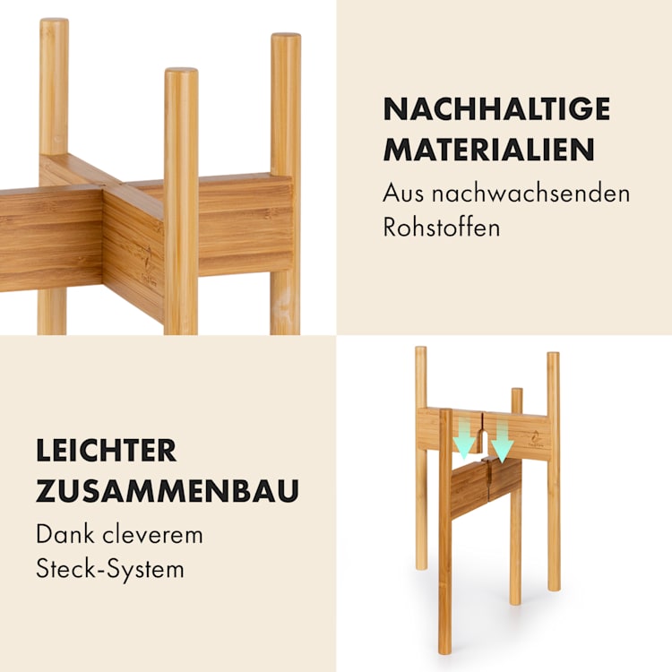 Zeist Pflanzenhalter 2 Höhen kombinierbar Steck-Design naturbelassen M (Ø 25,4 cm) | Bambus