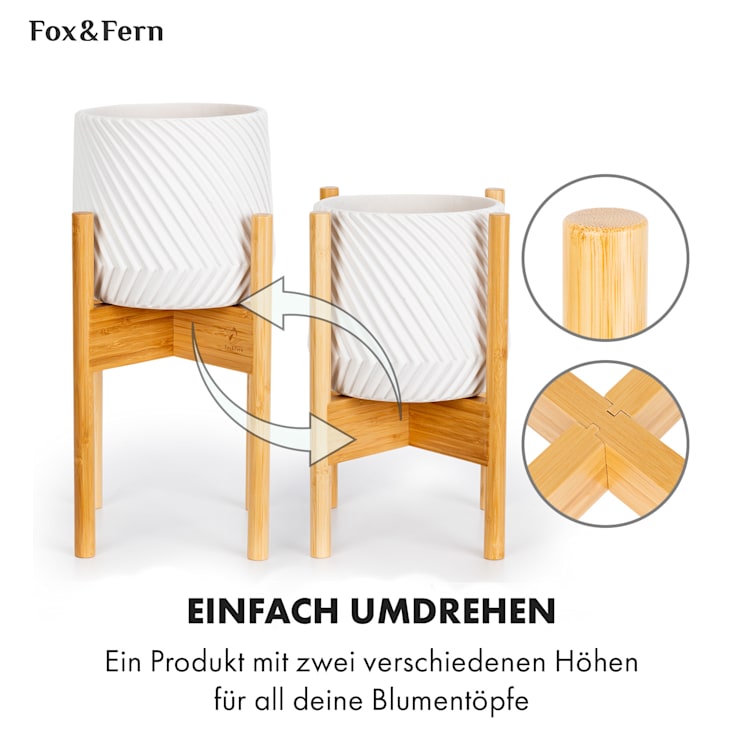 Zeist Pflanzenhalter 2 Höhen kombinierbar Steck-Design naturbelassen M (Ø 25,4 cm) | Bambus
