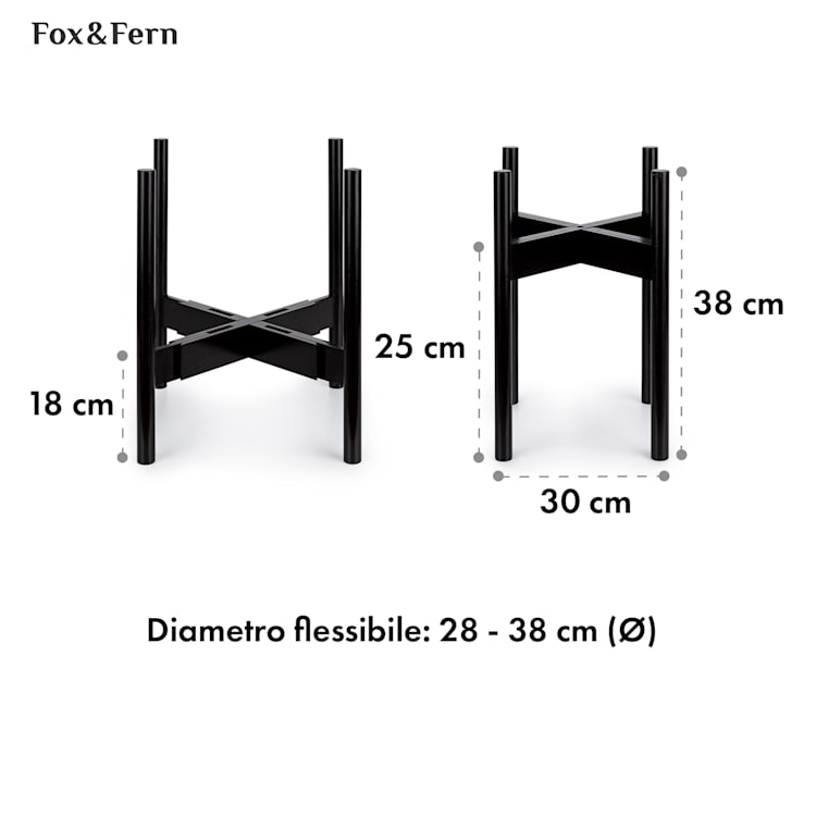 Deventer, piedistallo per vasi da 20,3-30,5 cm Ø, 2 altezze S-L (Ø ca. 20 - 31 cm) | Legno nero