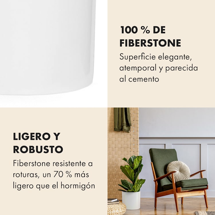 Maceta/macetero de piedra de fibra interior/exterior S (Ø 20,3 cm) | blanco brillante