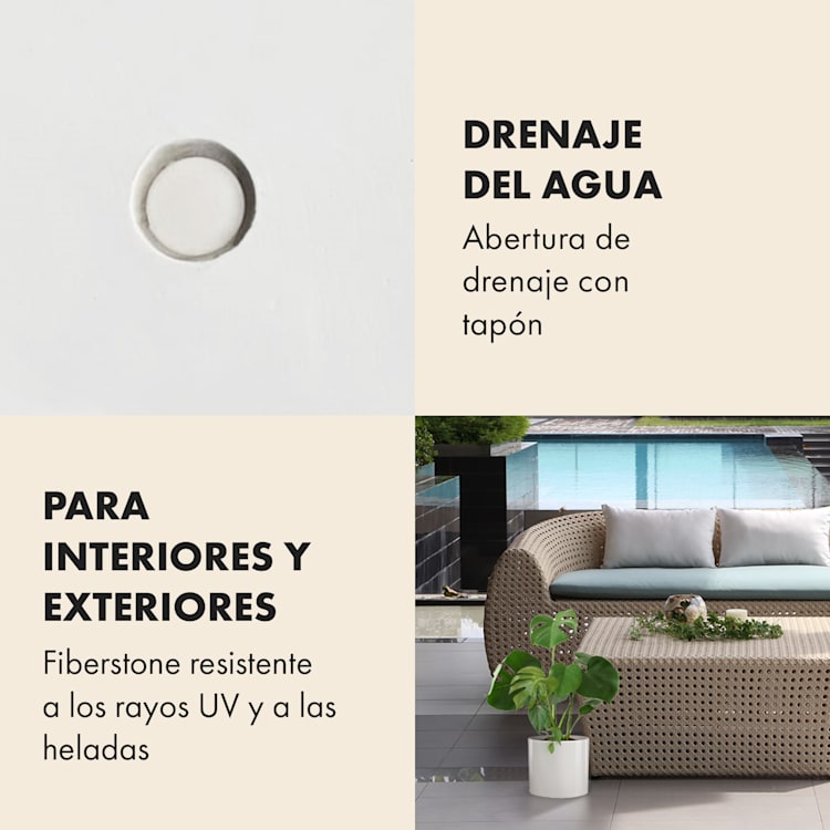 Maceta/macetero de piedra de fibra interior/exterior S (Ø 20,3 cm) | blanco brillante