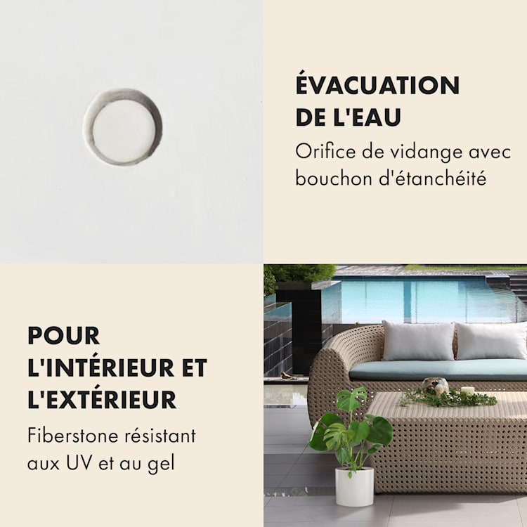 Jardinière en fibre de pierre pour intérieur/extérieur S (Ø 20,3 cm) | blanc brillant