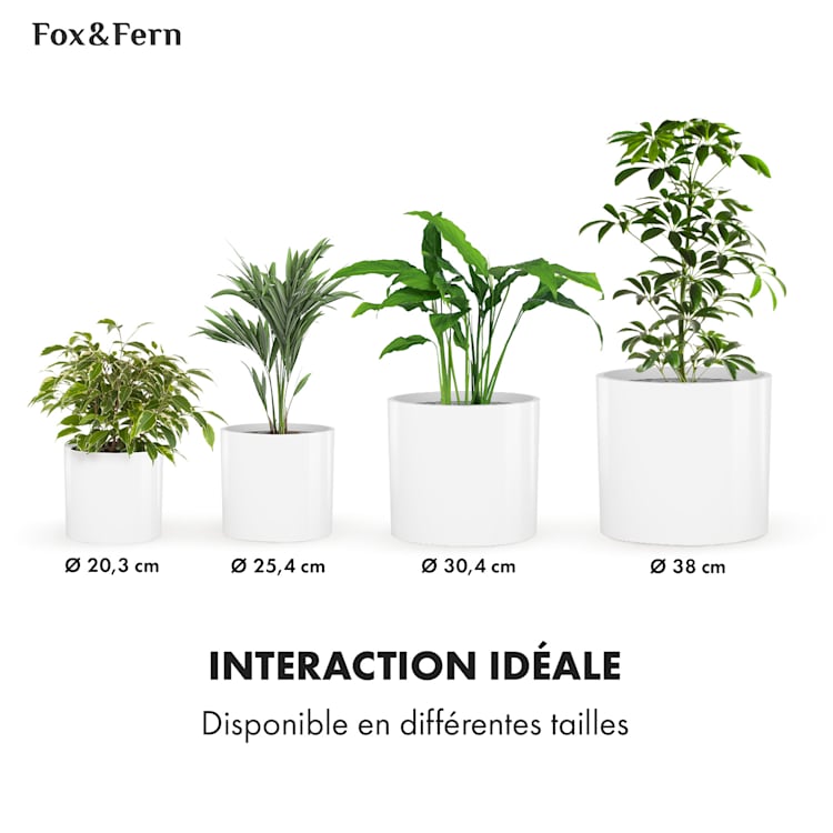 Jardinière en fibre de pierre pour intérieur/extérieur S (Ø 20,3 cm) | blanc brillant