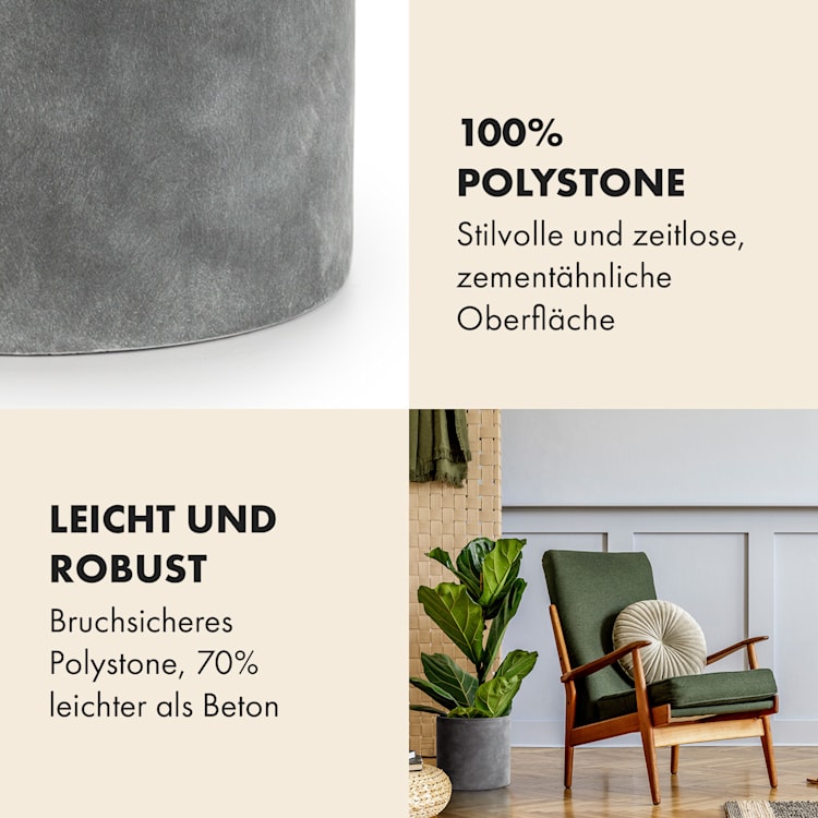 Venlo Blumentopf Polystone in- und outdoor 3 Größen S (Ø 20,3 cm) | Beton