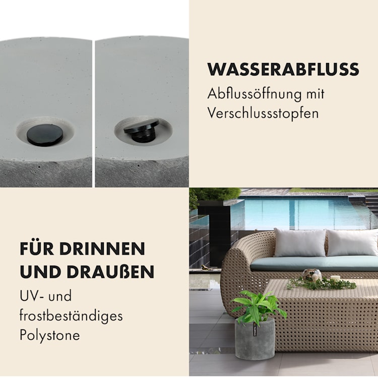 Venlo Blumentopf Polystone in- und outdoor 3 Größen S (Ø 20,3 cm) | Beton