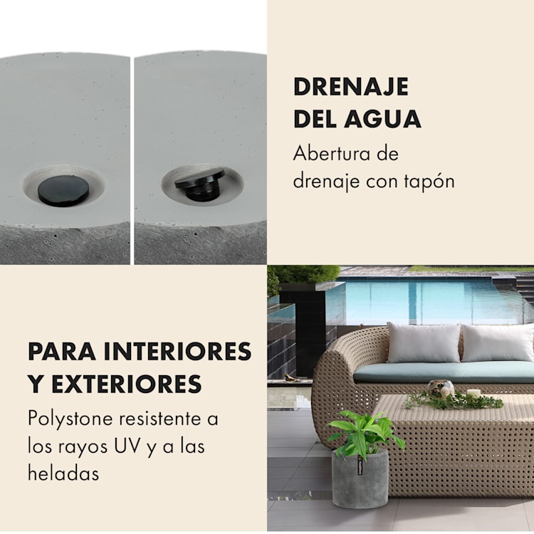 Maceta Venlo de polystone para interior y exterior 3 tamaños S (Ø 20,3 cm) | hormigón