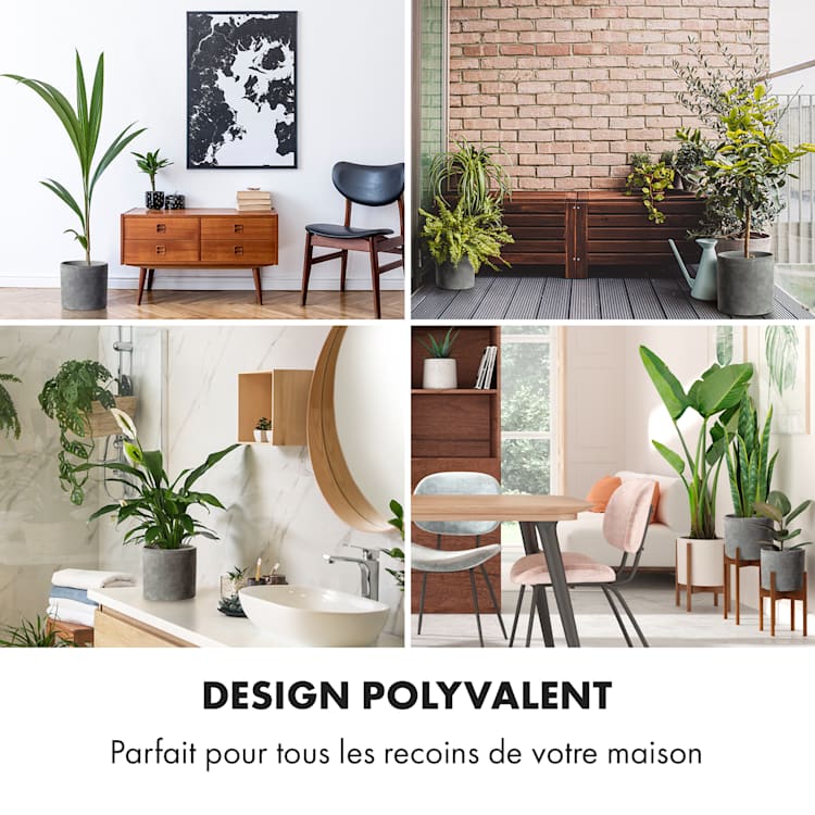 Pot de fleurs Venlo polystone intérieur et extérieur 3 tailles S (Ø 20,3 cm) | béton