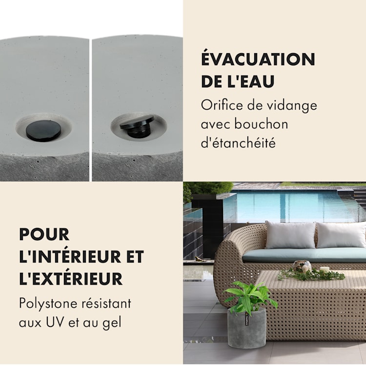 Pot de fleurs Venlo polystone intérieur et extérieur 3 tailles S (Ø 20,3 cm) | béton