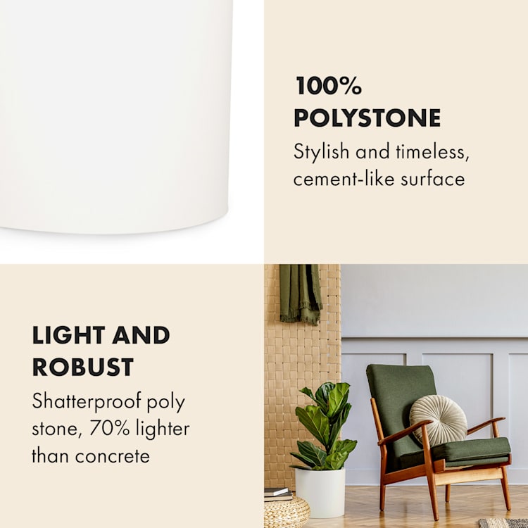 Venlo, kvetináč, Polystone, interiér a exteriér, 3 veľkosti M (Ø 25,4 cm) | biele matné