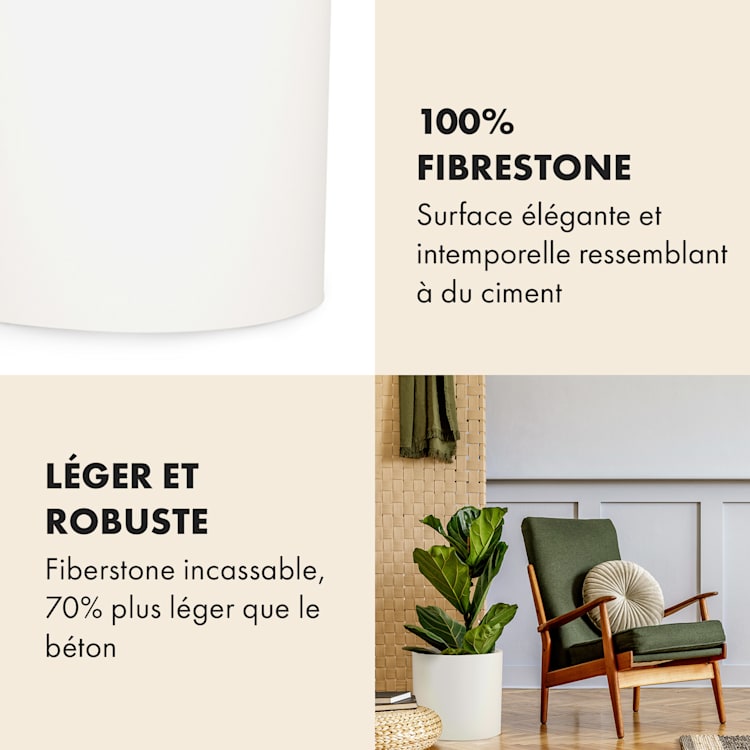 Gendt bloempot buitenpot set van 2 2 formaten L/XL vezelsteen binnen/buiten