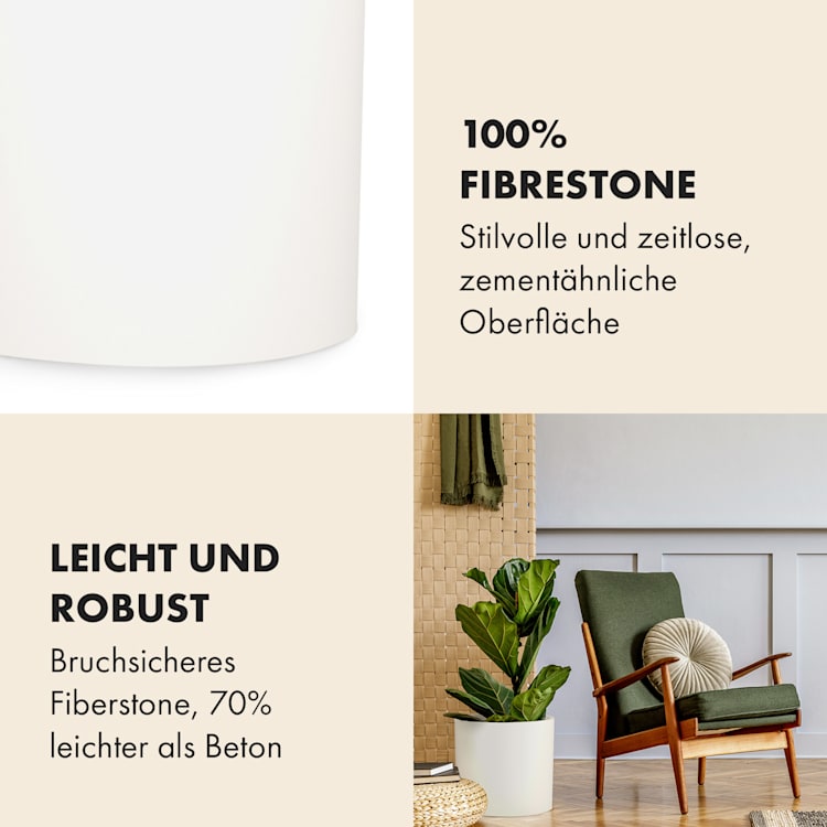 Gendt Pflanztopf Übertopf 3er-Set 3 Größen S/M/L Faserstein In/Outdoor