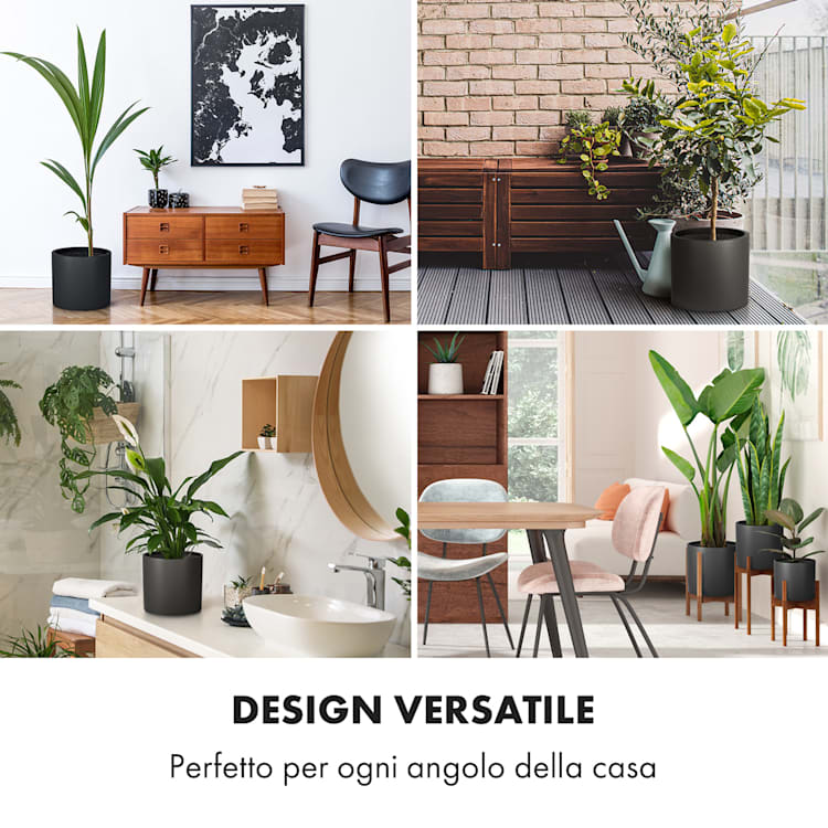 Fioriera, vaso per piante, fiberstone, interni/esterni L (Ø 30,48 cm) | Nero