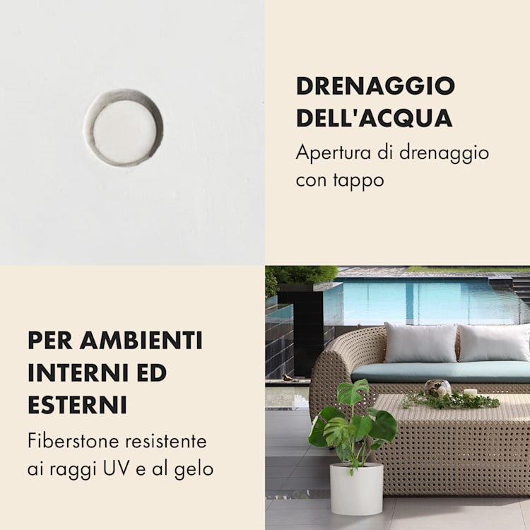 Fioriera, vaso per piante, fiberstone, interni/esterni L (Ø 30,48 cm) | Bianco