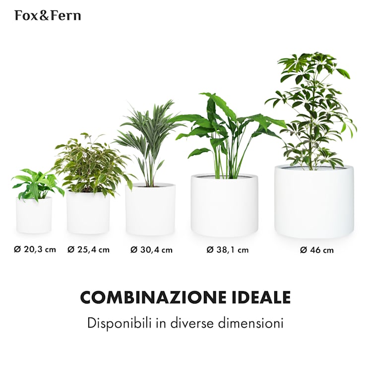Fioriera, vaso per piante, fiberstone, interni/esterni L (Ø 30,48 cm) | Bianco