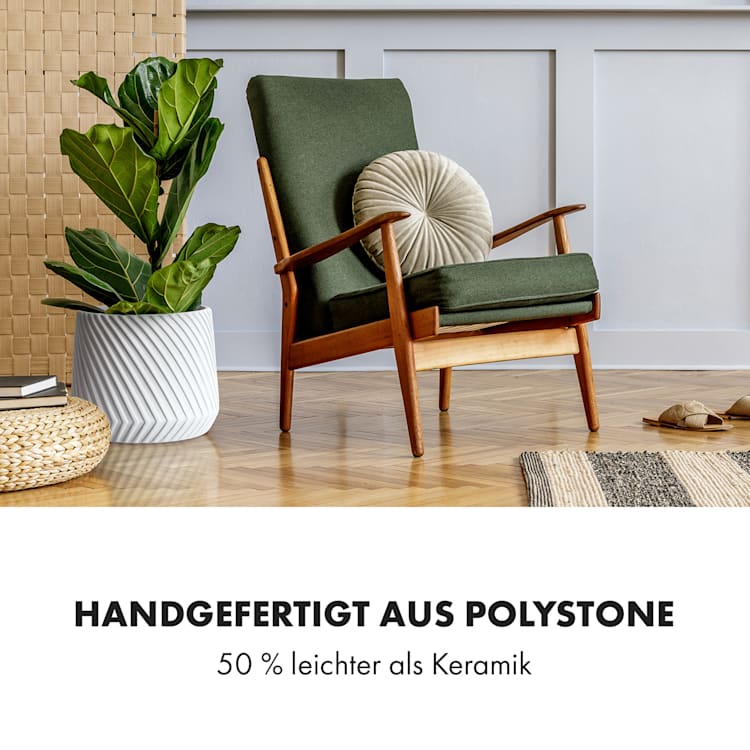 Heusden Blumentopf 2er-Set Polystone pflanzenfreundlich handgemacht 3D-Optik